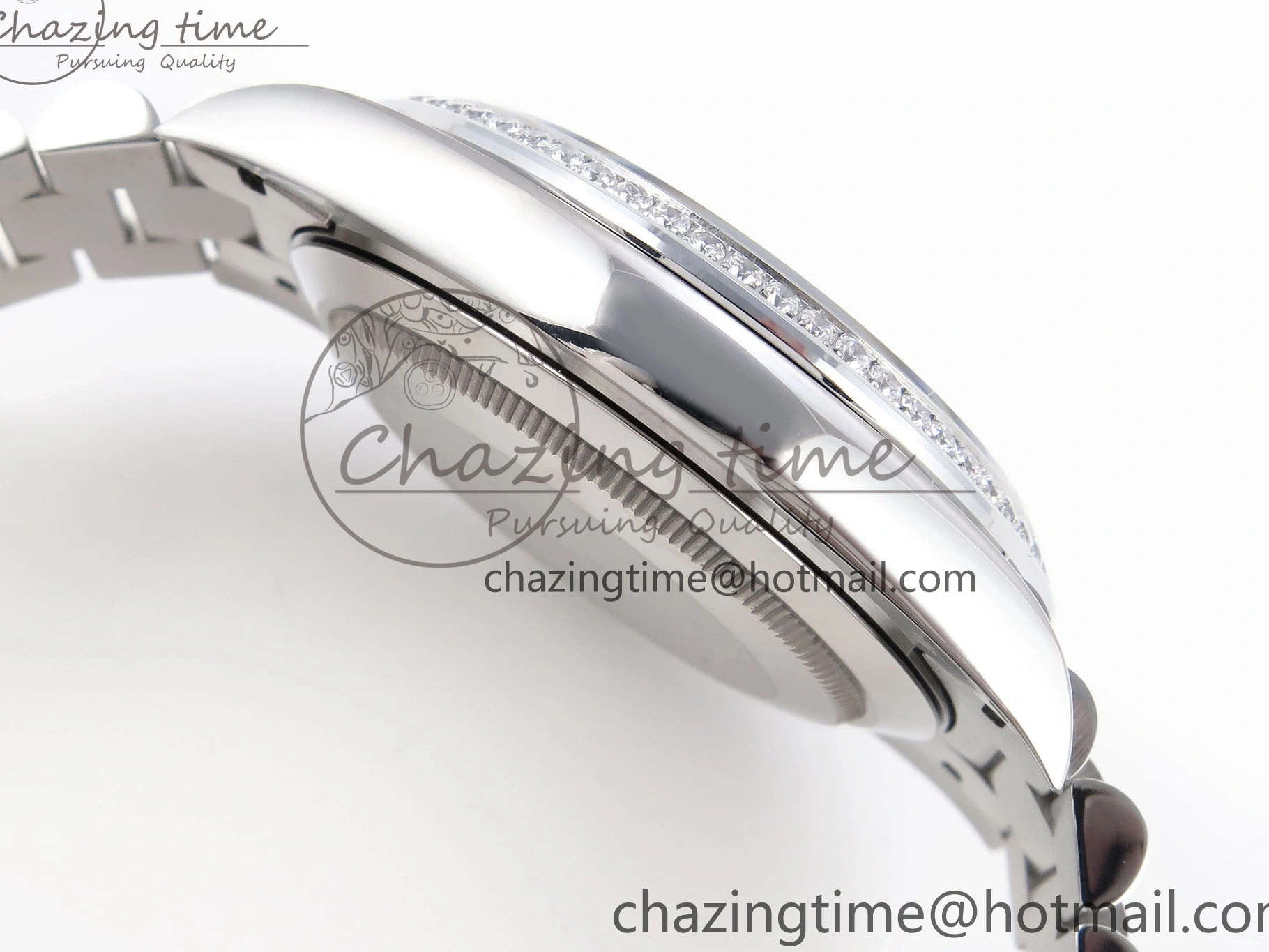 MiroTime 0426 QuickDry DayDate 40 SS GSF Gain Weight Blue Roman Dial Diamonds Bezel on President Bracelet A 1917